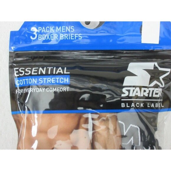 Starter Men's Black Label Essential Cotton Stretch 3 Pack Boxer Briefs All Sizes - Picture 4 of 6